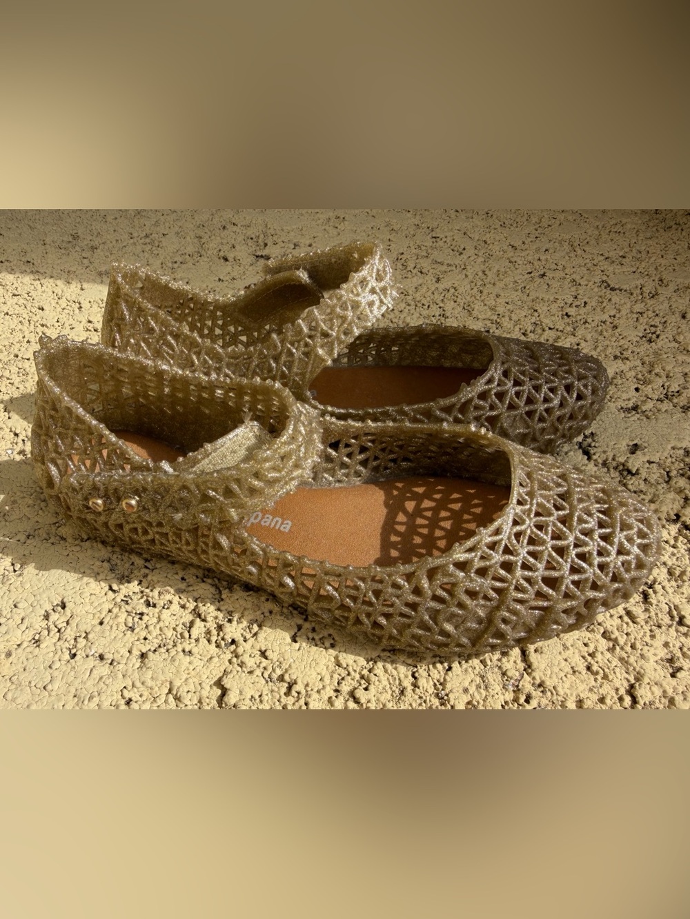 Mini Melissa Campana Metallic Gold Mary Jane Jelly Flats Size 12